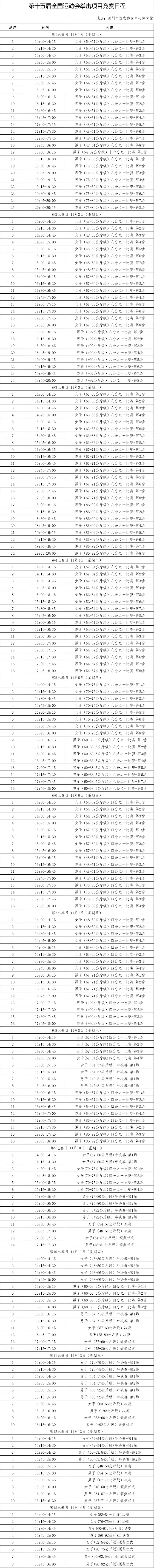 2025深圳全运会9大赛事赛程表汇总!